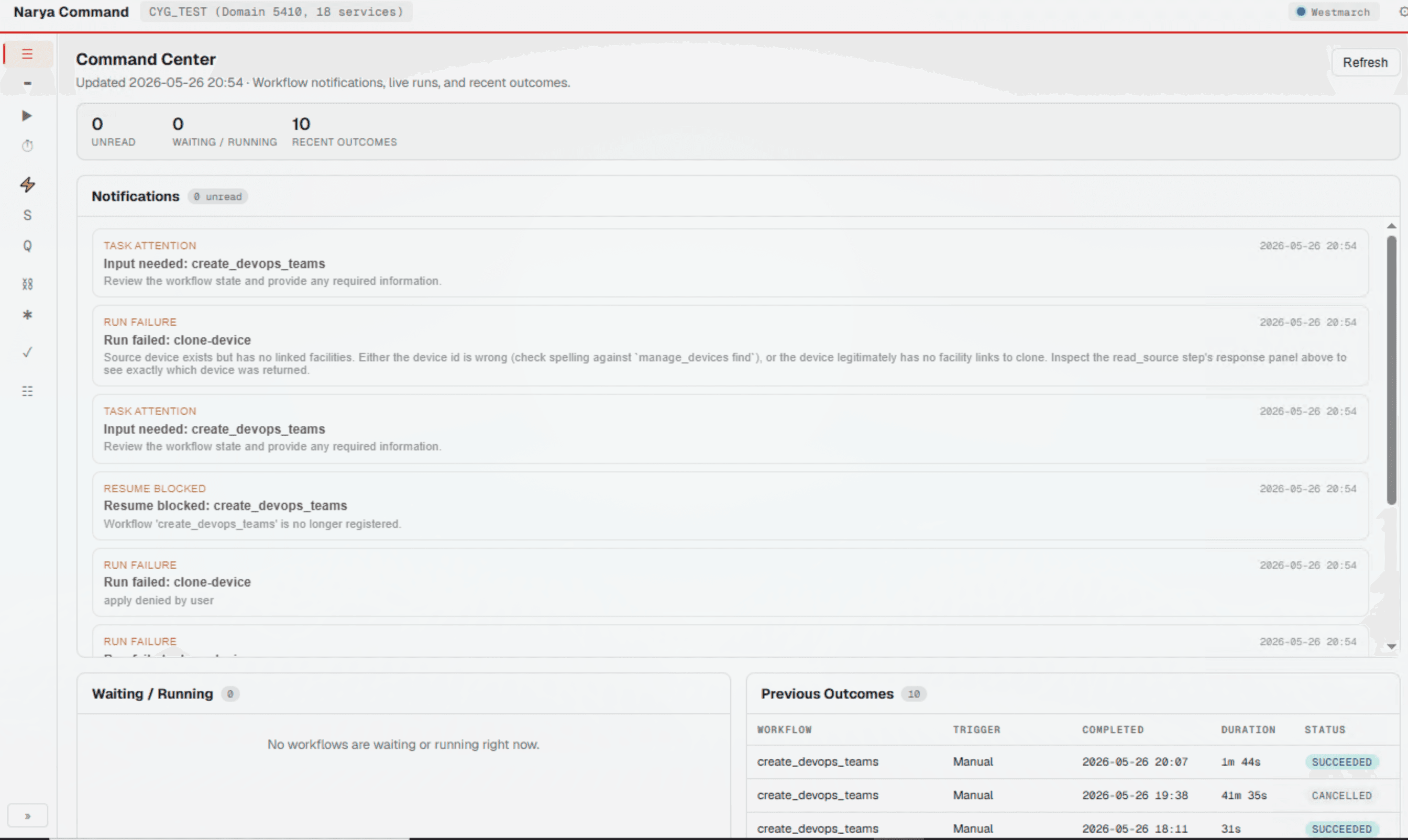 Narya Command command center dashboard